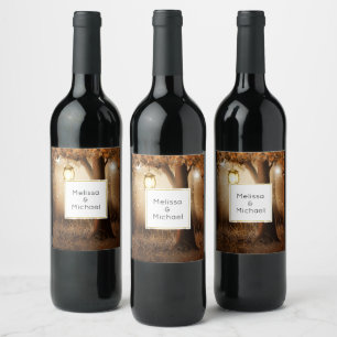 Étiquette Pour Bouteilles De Vin Forêt magique avec Fairy Lights Mariage