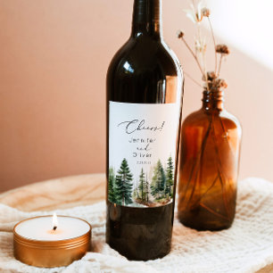 Étiquette Pour Bouteilles De Vin Forêt rustique élégant Mariage Cheers