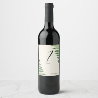 Étiquette Pour Bouteilles De Vin Fougère verte minimaliste