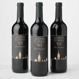 Étiquette Pour Bouteilles De Vin Fournitures de fête pour la skyline de New York Ci