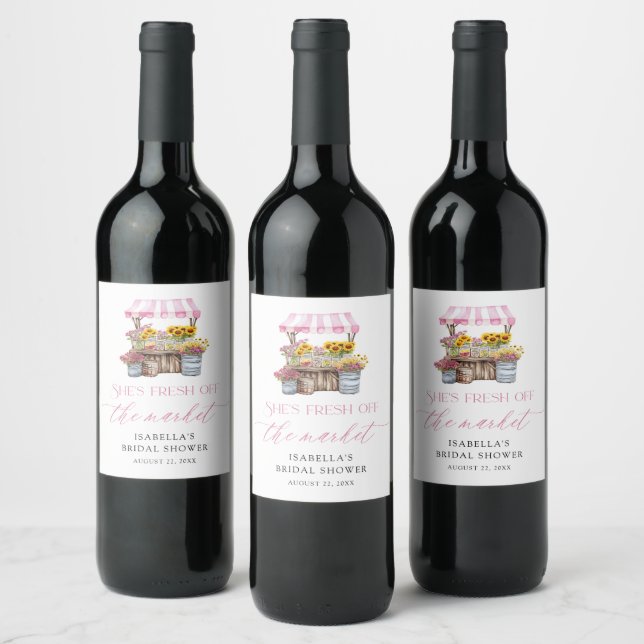 Étiquette Pour Bouteilles De Vin Fraîchement De La Fête des mariées De Marché Des A (Bouteilles)