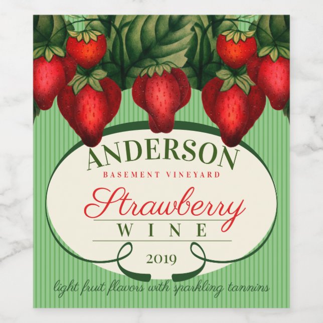 Étiquette Pour Bouteilles De Vin fraises de fraises vin fait maison personnalisée (Étiquettes simples)