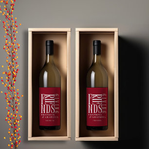 Étiquette Pour Bouteilles De Vin Friendsgiving minimaliste moderne