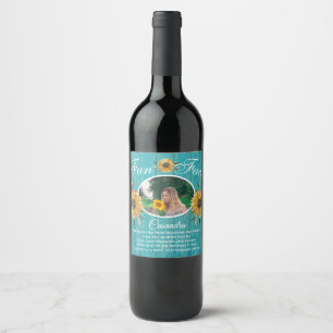 Étiquette Pour Bouteilles De Vin Fun Fun Fact Parti Russe Tournesol Turquoise Bois