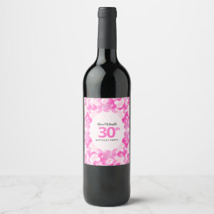 Étiquette Pour Bouteilles De Vin Fun Pink Balloons Faux Parties scintillant 30e ann