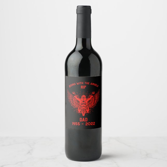 Étiquette Pour Bouteilles De Vin Funérailles de moto en mémoire (Devant)