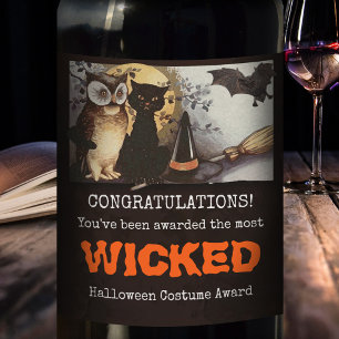 Étiquette Pour Bouteilles De Vin Funny Halloween Costume Award Étiquette de vin