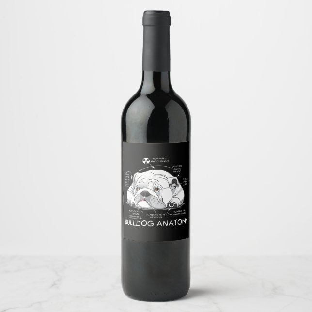 Étiquette Pour Bouteilles De Vin Funny mignon Français Bulldog Anatomie Biologie du (Devant)