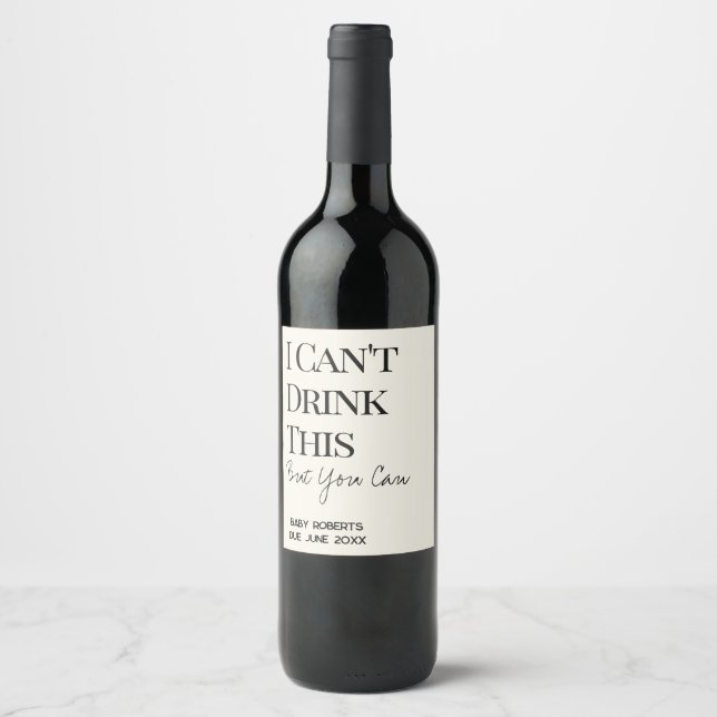 Étiquette Pour Bouteilles De Vin Funny Modern Baby Reveal Pregnancy Announcement  (Devant)