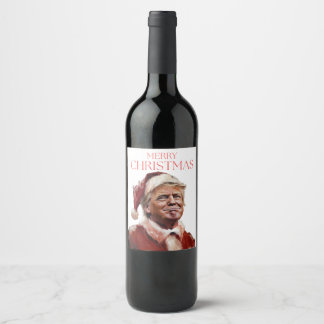 Étiquette Pour Bouteilles De Vin Funny Trump Santa Claus Carte de Noël