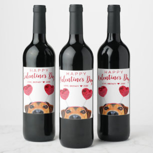 Étiquette Pour Bouteilles De Vin Funny Valentine's Day mignon Chien Coeur Headband