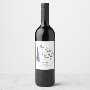 Étiquette Pour Bouteilles De Vin Futur est bleu clair Tassel Citation Grad Party