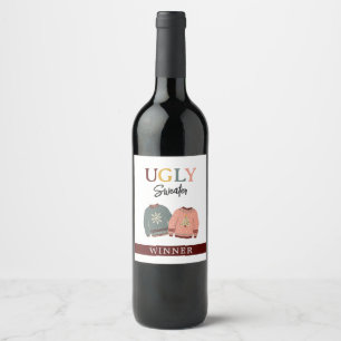 Étiquette Pour Bouteilles De Vin Gagnante de Festive Ugly Sweater