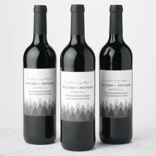 Étiquette Pour Bouteilles De Vin Gamme de forêts grises Mariage de bois