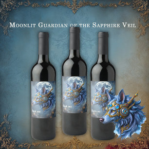 Étiquette Pour Bouteilles De Vin Gardien au clair de lune du Voile de Saphir.