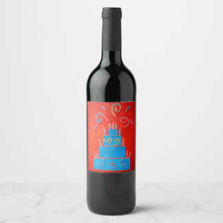 Étiquette Pour Bouteilles De Vin Gâteau bleu