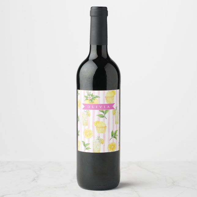 Étiquette Pour Bouteilles De Vin Gaufrette de cupcake personnalisée à l'aquarelle e (Devant)