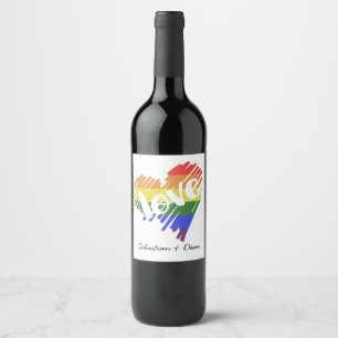 Étiquette Pour Bouteilles De Vin Gay pride Rainbow Love Heart Personnalisé