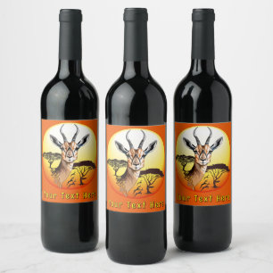 Étiquette Pour Bouteilles De Vin Gazelle Antelope africaine animal sauvage