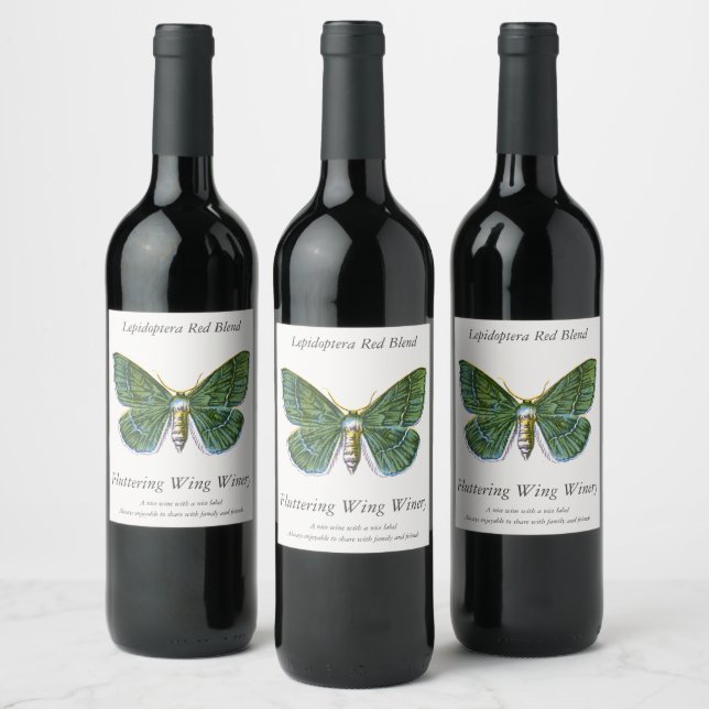 Étiquette Pour Bouteilles De Vin Geometra papilionaria - La Grande Moth Émeraude (Bouteilles)