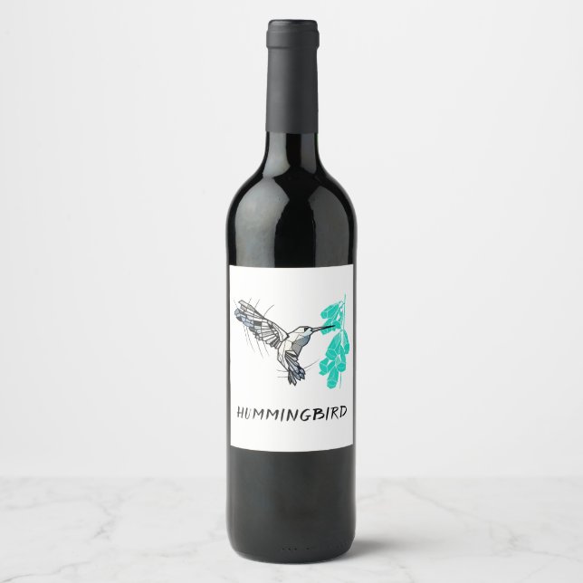 Étiquette Pour Bouteilles De Vin Géométrique des colibris (Devant)