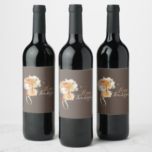 Étiquette Pour Bouteilles De Vin Ginger Girl avec Citrouille Thanksgiving