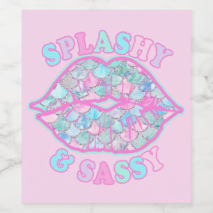 Étiquette Pour Bouteilles De Vin Girly Splashy & Sassy Rose Turquoise Mermaid Kiss