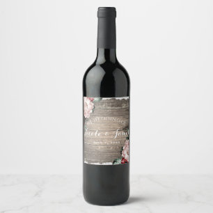 Étiquette Pour Bouteilles De Vin Glam Floral Bois rustique et dentelle Grange Vin M