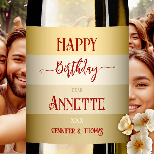 Étiquette Pour Bouteilles De Vin Glam Gold Elegant rayé Anniversaire