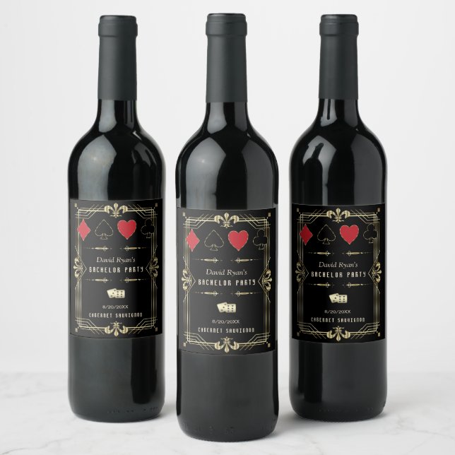 Étiquette Pour Bouteilles De Vin Glam Gold Vegas Casino Royale Enterrement de vie d (Bouteilles)