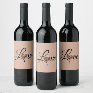 Étiquette Pour Bouteilles De Vin Glam Leopard Heart Love Design