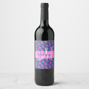 Étiquette Pour Bouteilles De Vin Glam Purple Sirène Parties scintillant Étincelles 