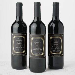 Étiquette Pour Bouteilles De Vin Glamour Gold Great Gatsby Black Art Déco Mariage