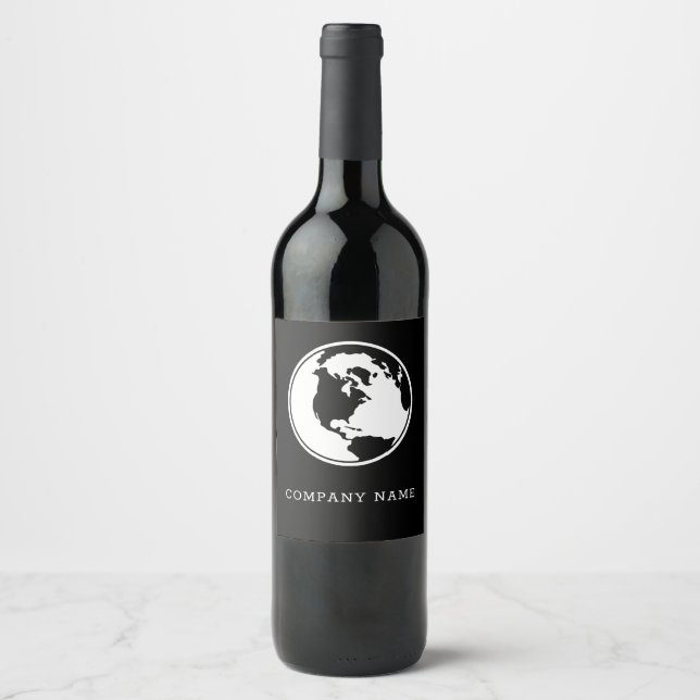 Étiquette Pour Bouteilles De Vin Globe noir et blanc (Devant)