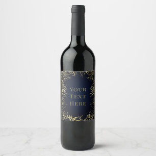 Étiquette Pour Bouteilles De Vin Gold & Dark Navy Blue Elegant Coral Mariage