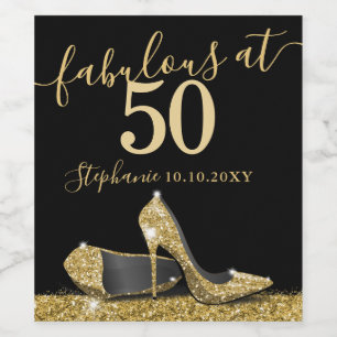 Étiquette Pour Bouteilles De Vin Gold High Heel 50e Fabuleux Anniversaire Wi-Fi