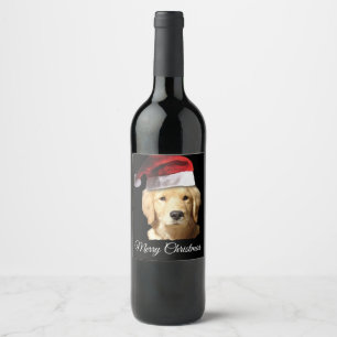 Étiquette Pour Bouteilles De Vin Golden Retriever de Noël