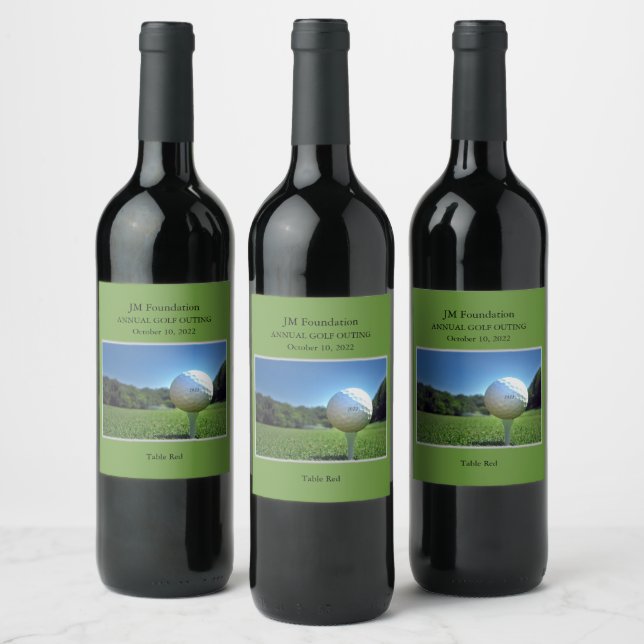 Étiquette Pour Bouteilles De Vin Golf Ball sur le Tee Pittoresque (Bouteilles)