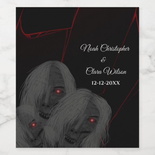 Étiquette Pour Bouteilles De Vin Gothic Black Ghosts- Dark Moody Halloween (Étiquettes simples)