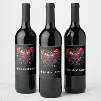 Étiquette Pour Bouteilles De Vin Gothic Heart Valentine Bottle Labels