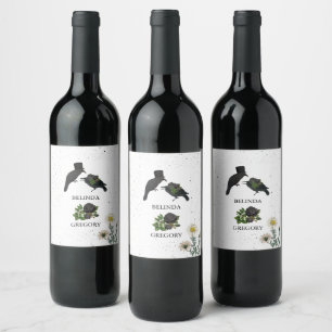 Étiquette Pour Bouteilles De Vin Gothique Halloween noir Rose Corbeaux Mariage