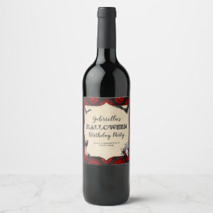 Étiquette Pour Bouteilles De Vin Gothique Vintage Halloween fête d'anniversaire