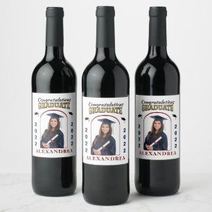 Étiquette Pour Bouteilles De Vin Graduate Photo Graduation Félicitations sur mesure