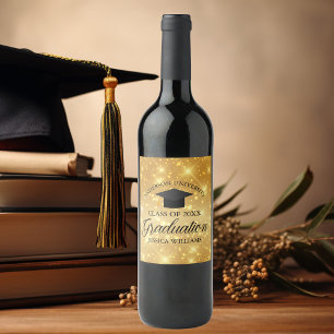 Étiquette Pour Bouteilles De Vin Graduation élégante Or Sparkle Custom Graduate