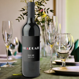 Étiquette Pour Bouteilles De Vin Graduation minimaliste noir blanc rouge