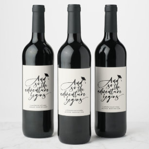Étiquette Pour Bouteilles De Vin Graduation Moderne Script Calligraphie Congrats Gr