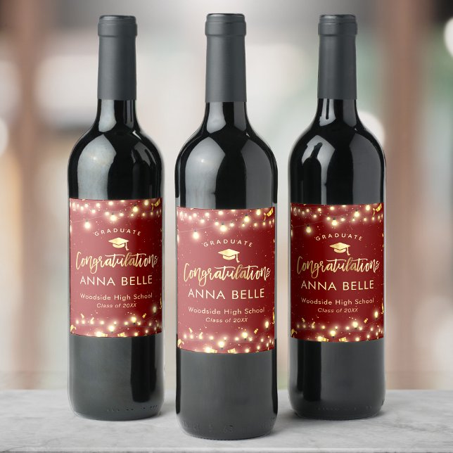 Étiquette Pour Bouteilles De Vin Graduation personnalisée Classe personnalisée de 2 (Créateur téléchargé)