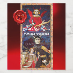 ÉTIQUETTE POUR BOUTEILLES DE VIN GRAINE DE VIN ROUGE DE DEVIL /TAROTS ANCIENS