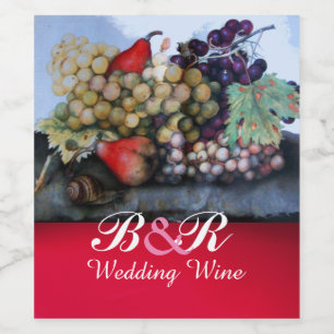 Étiquette Pour Bouteilles De Vin GRAISSES BLANCHES ROUGES, GRAPEVINES, PEARS, Maria