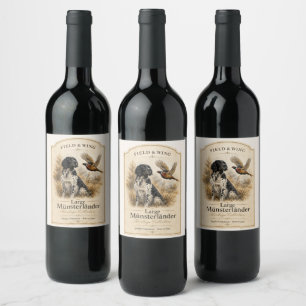 Étiquette Pour Bouteilles De Vin Grand Münsterländer avec Faisan